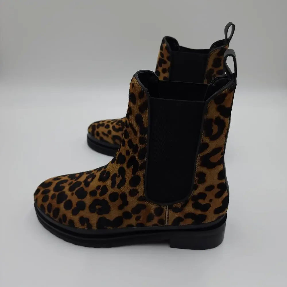 Aerosoles Camila Chelsea Boot in Leopard Print Combo Leather Size 7